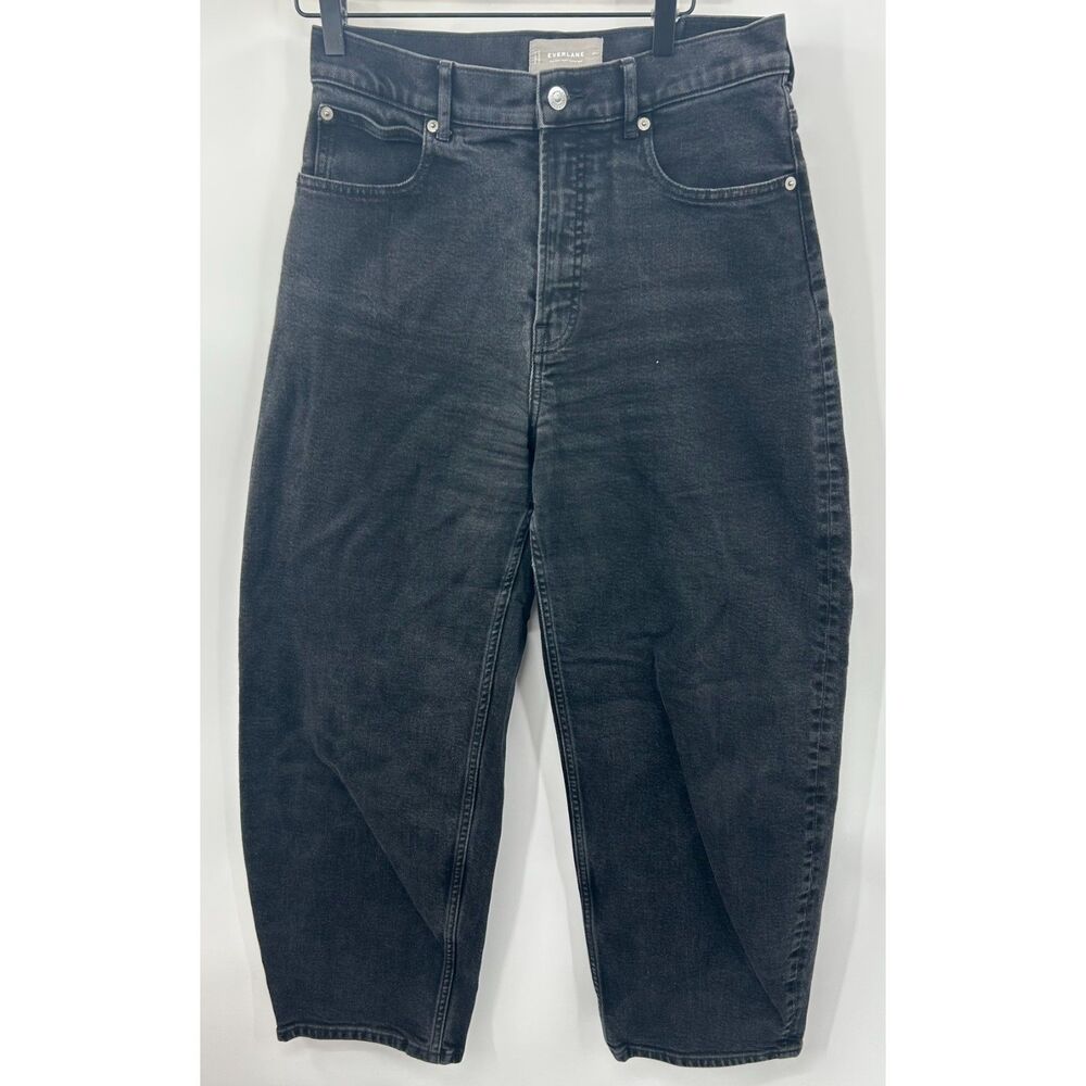 Everlane Way High Curve Jean 30L 30 Black Wide Leg Barrel Denim High Rise
